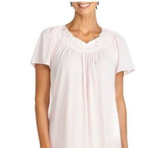 Floral-Embroidered Tricot Ballet Nightgown, 3X